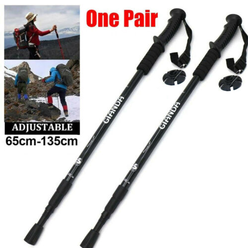 Pair(2pcs) Trekking Walking Hiking Sticks Poles Adjustable Alpenstock Anti-shock