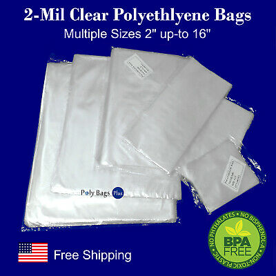 Clear Plastic Open Top 2mil Poly Bags Multiple Sizes Impulse Heat Sealer Baggie