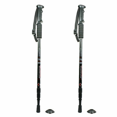 Pair Of 2 Trekking Walking Hiking Sticks Anti-shock Adjustable Alpenstock Poles