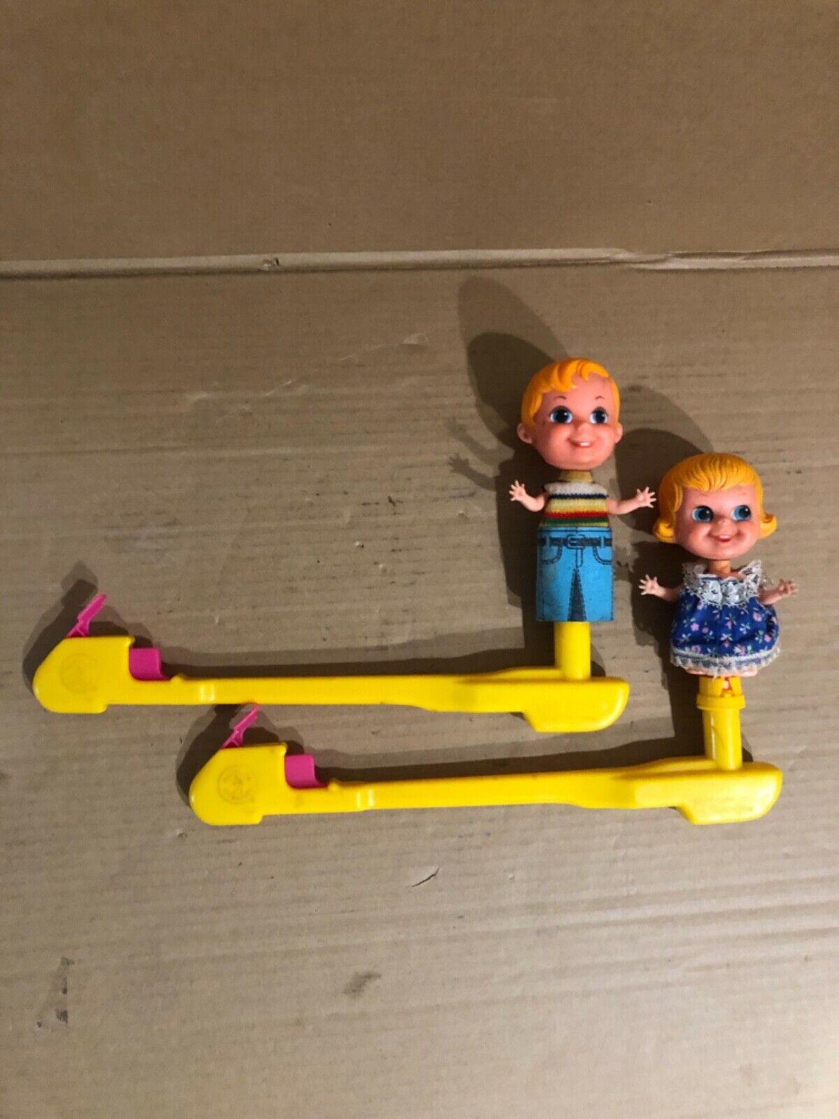 Lot Of 2 1968 Mattel Spinning Clapping Toy Boy/girl Puppet
