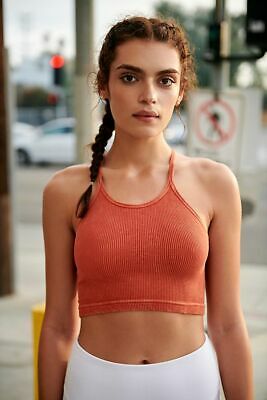 New Free People Womens Seamless Ribbed Happiness Runs Tank Crop Top Cami $30-$40