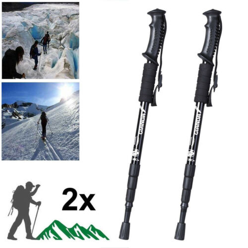 Pair 2 Trekking Walking Hiking Sticks Poles Adjustable Alpenstock Anti-shock
