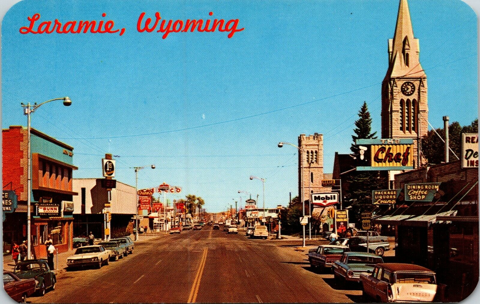 Laramie Wyoming Third Street View Vintage Postcard