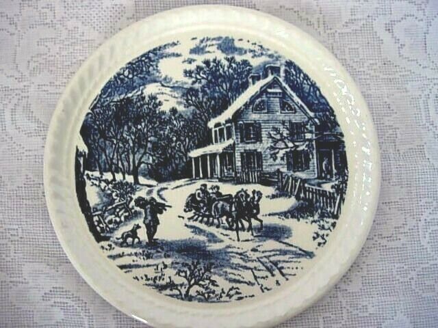 Collectible Vintage Royal China Blue Currier & Ives Scenic Plate - Estate Item