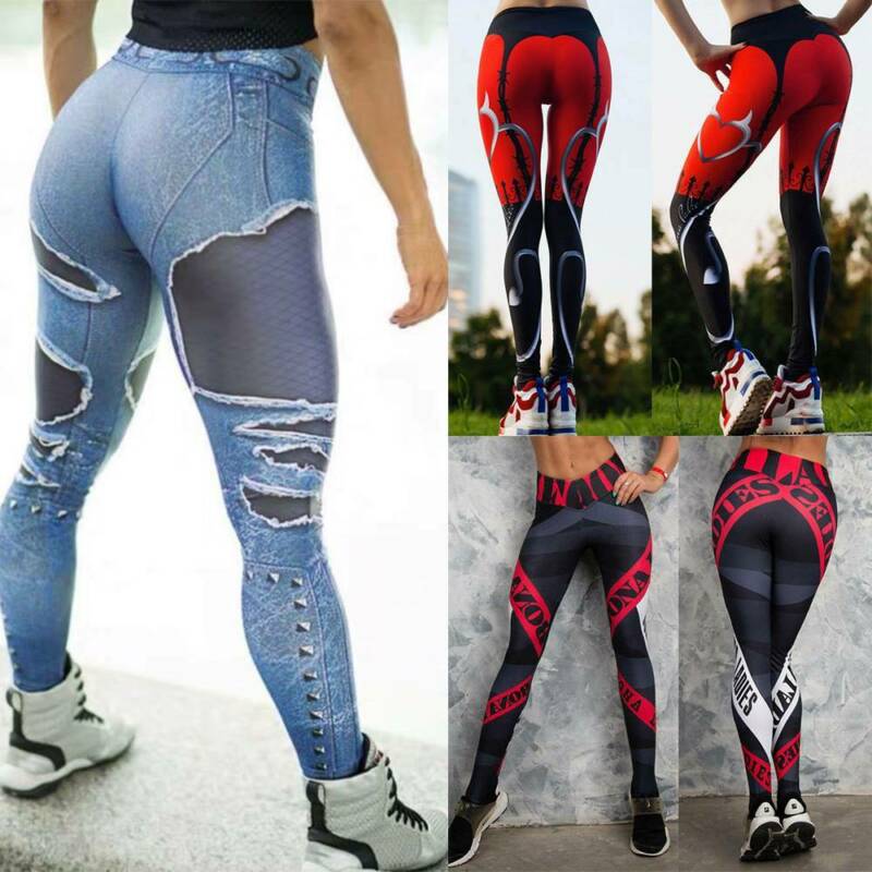 Women Sports Compression Fitness Leggings Running Yoga Pants Gym Workout Stretch