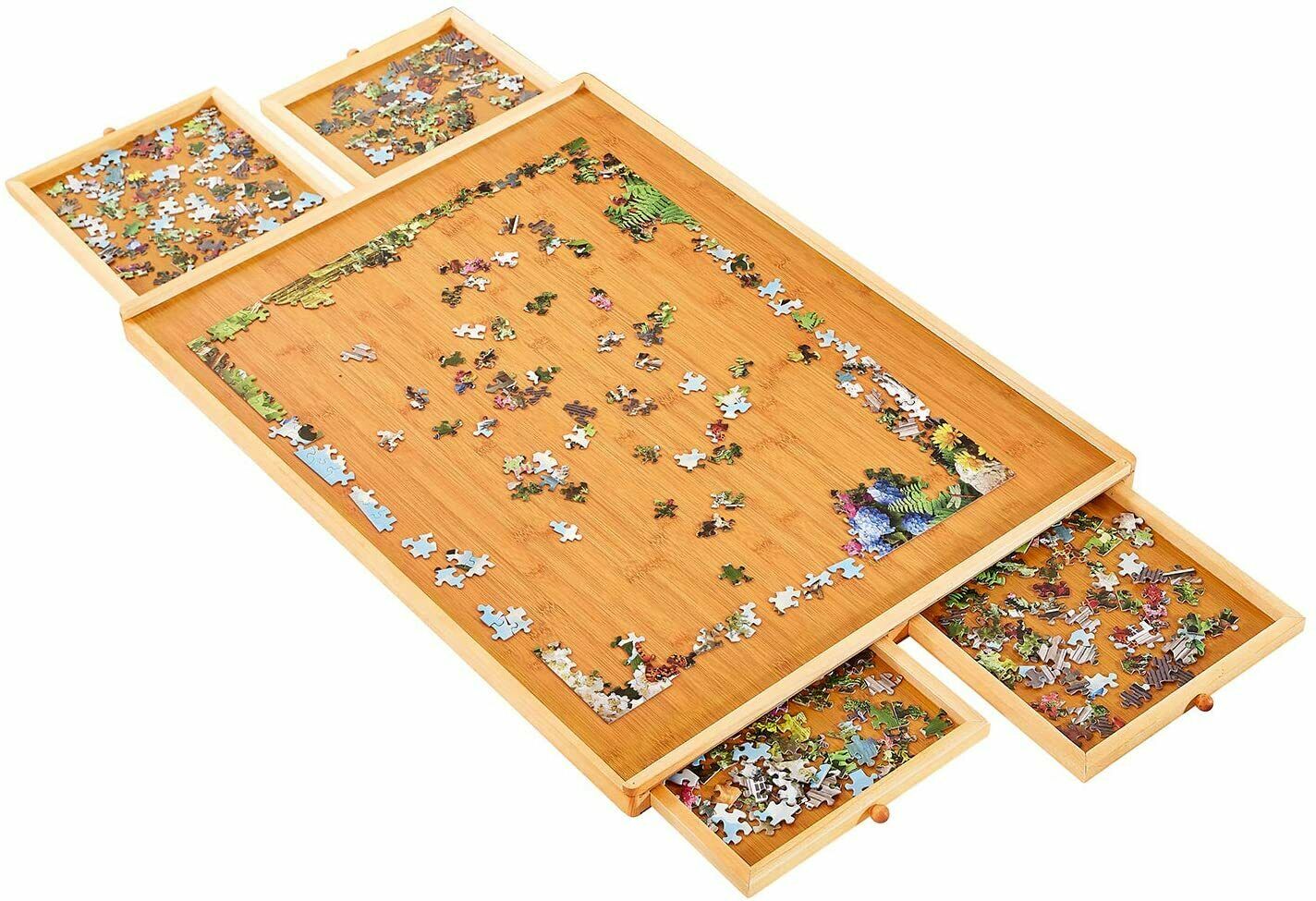 29" Standard Puzzle Board Jigsaw Table For Maximum 1000pcs Puzzles Bamboo Finish