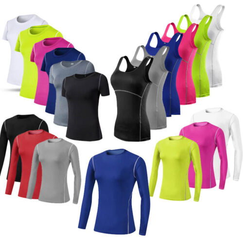 Women Athletic Workout Running Yoga Compression Stretchy Quick-dry T Shirt Vest