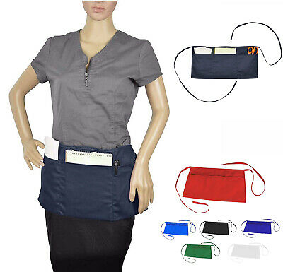 Cleaning Waist Half Bib Apron Kitchen Heavy Duty 3 Pocket Dining Cooking 6 Color