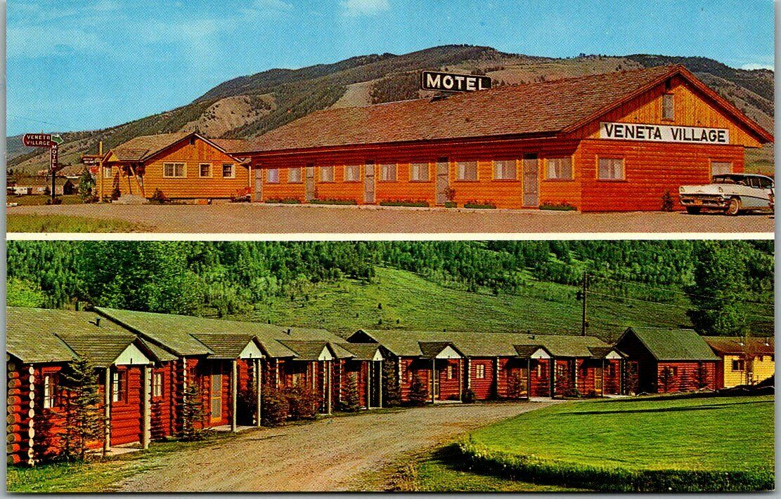 Jackson, Wyoming Postcard Veneta Village Motel Highway 89 Roadside C1960s Unused