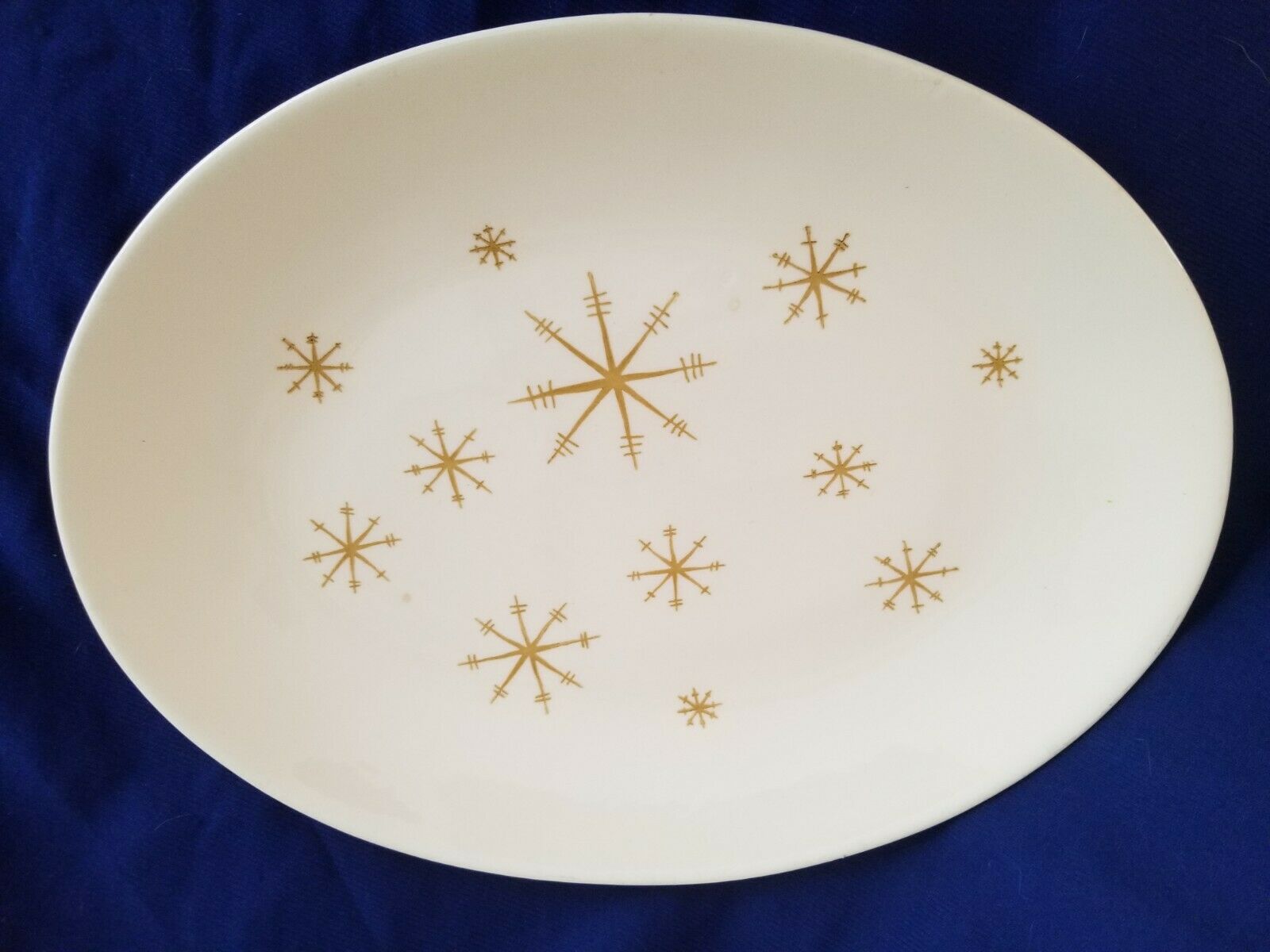 Royal China Usa Star Glow 13" X 10 " Oval Serving Platter Ironstone Vintage Mcm