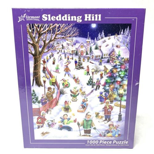 Vermont Christmas Company 1000 Piece Puzzle Sledding Hill Sealed New 24”x30”